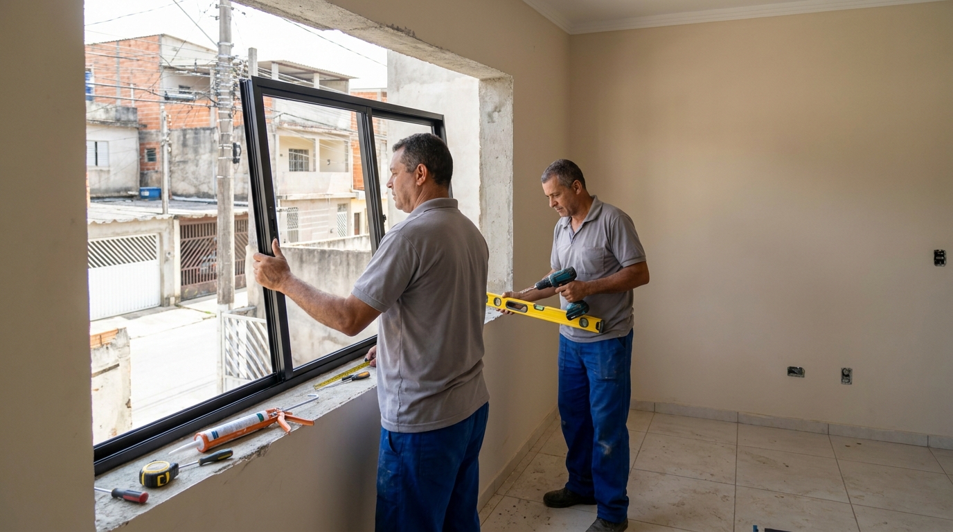Esquadria de alumínio com vista para rua em Barueri-SP